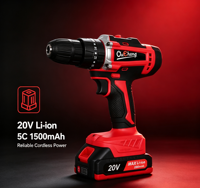 Perceuse-visseuse sans fil 20V DC, couple de 45N, double vitesse 400-1400 tr/min, batterie Li-Ion 5C 1500mAh, perceuse manuelle électrique pour bricolage domestique