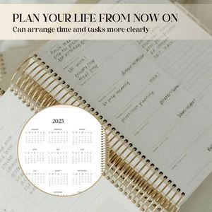 Custom 2025 Thermal Binding Leather Hardcover A5 Planner English Monthly Weekly Daily Organizer <b>Notebook</b> - Product Image 3