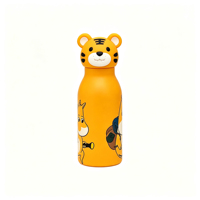 Bouteille d'eau isotherme pour enfants 420 ml avec couvercle tigre 3D mignon, en acier inoxydable à double paroi, gourde sous vide avec tête d'animal de dessin animé