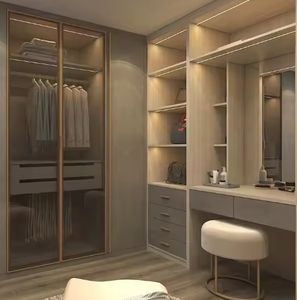 Dressing sur mesure haut de gamme en bois massif avec armoire de rangement multifonctionnelle - Product Image 4