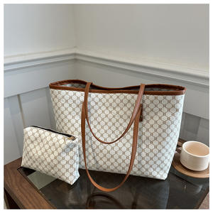 Meilleur ensemble de 2 pièces sacs à main de luxe pour femmes 2024 sac à bandoulière en cuir PU avec fermeture éclair design de marque avec sac à main sac fourre-tout - Product Image 5