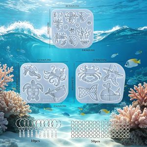 YRIHJIXQ 3 moldes de silicona de animales marinos para llaveros, resina epoxi, estrella de mar, pulpo, llaveros DIY, colgantes, joyería, manualidades - Product Image 2