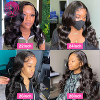 Venta al por mayor 30 pulgadas 220% densidad 13x6 Glueless HD encaje frente pelucas cuerpo onda virgen Remy pelo indio pelucas para mujeres negras