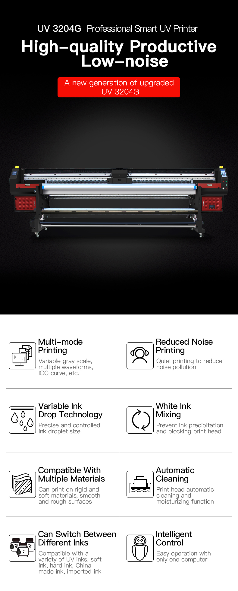 MT Digital UV Roll to Roll Printer MT-UV3204G for Leather printing