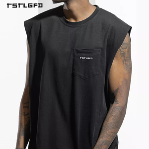 Débardeur 100 % coton de haute qualité pour hommes – Vente en gros, couleur unie, sans manches, coupe oversize, design tricoté sportif - Product Image 3