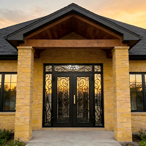 Portes <span class=keywords><strong>d</strong></span>'<span class=keywords><strong>entrée</strong></span> extérieures de sécurité en fer forgé, design classique, luxe moderne, <span class=keywords><strong>prix</strong></span> <span class=keywords><strong>d</strong></span>'usine, sur mesure pour maison et villa - Product Image 1