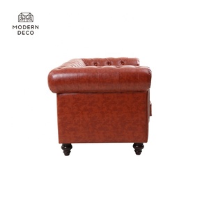 <span class=keywords><strong>Red</strong></span> Faux Leather Tufted <span class=keywords><strong>Chesterfield</strong></span> <span class=keywords><strong>Sofa</strong></span> Couch Settee 2 CHỖ NGỒI Antique Armonia ModernDeco Xuất Khẩu Sản Xuất - Product Image 5