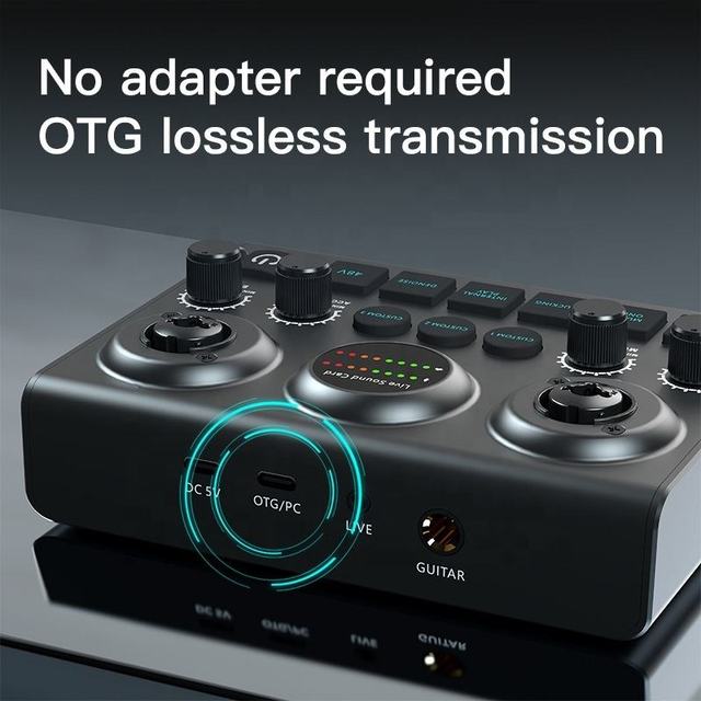3-Channel External Gaming Audio Mixer RGB Noise Cancelling Function USB Microphone Interface Podcast Voice Recording in Stock