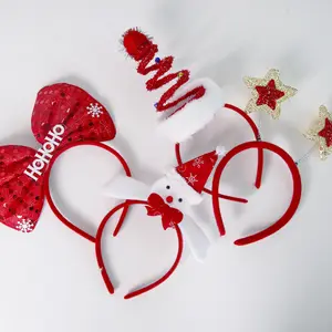 Christmas Holiday Headbands Party Glasses Frame Cute Hair Hoop Costume Headwear Accessories Giftset for Holiday Xmas Party