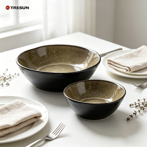 Assiette à steak en céramique bleu profond, vaisselle en porcelaine, service de table, assiette à dessert, bol à soupe, tasse à thé, plat à sauce, style occidental, Noël - Product Image 6