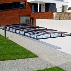 Couverture de <span class=keywords><strong>piscine</strong></span> en aluminium rétractable et étanche Solution d'ombrage coulissante pour villa résidentielle Patio de jardin - Product Image 1