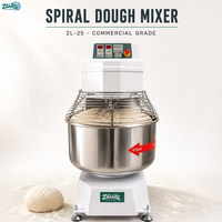 Mélangeur à spirale commercial pour pâte à farine de 25 kg, bol en acier inoxydable de 80 L, contrôle du temps à double vitesse pour boulangerie et restaurant ZL-25