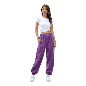 Pantalon de jogging en molleton surdimensionné |   Pantalons de survêtement pour femmes à taille haute avec cordon de serrage et poches |   Fabricant de vêtements de détente confortables OEM/ODM - Product Image 2