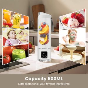 Licuadora Personal Inalámbrica Recargable por USB de 450 ml, Exprimidor Portátil con Pantalla de Energía y Carga Tipo C, Material de Cuchilla USU304 - Product Image 3