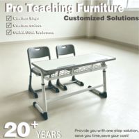 Ensemble de bureau et chaise scolaire double réglable, table d'étude 2 places avec paniers à fils doubles, mobilier de classe moderne pour enfants