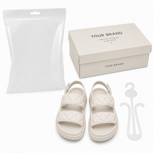 Sandali Estivi <span class=keywords><strong>da</strong></span> <span class=keywords><strong>Donna</strong></span> con Plateau Chunky, Doppio Cinturino, Beige, Antiscivolo, Suola Spessa e Morbida, per Passeggiate in Spiaggia - Product Image 4