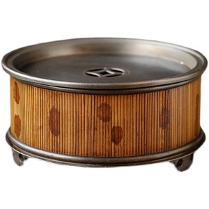 Xiangfei Bamboo <b>Tea</b> Stand Round Pure Tin Wrapped Handmade <b>Pot</b> Stand For Chaozhou Kung Fu <b>Tea</b> <b>Set</b> - Product Image 5