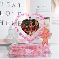 DM756 Moule en Silicone Cœur d'Amour Cupidon pour Cadre Photo en Résine Époxy, Bricolage Affichage Photo Personnalisé Souvenir pour Artisanat Décoratif