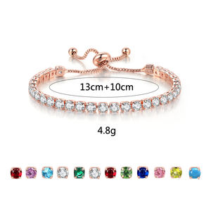 4mm Round Zircon Single Row Birthstone Full Colorful <b>Crystal</b> Adjustable Tennis Chain <b>Bracelet</b> Women - Product Image 5