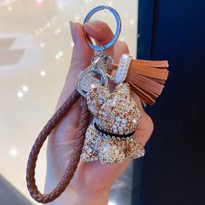 Accessories Shiny Bling Crystal Rhinestone Keychain Dog Animal Bulldog <b>Key</b> <b>Chain</b> for Bag - Product Image 4