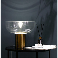 Lampe de table LED contemporaine en verre fumé et fer doré en forme de bol pour la chambre à coucher, le salon, le bureau, la villa, la maison, l'hôtel, décoration