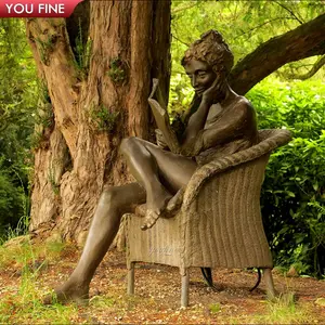 חיצוני אמנות גן מודרני מופשט ברונזה אישה יושב ספה פסל פיסול