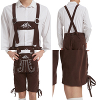 Costume traditionnel d'Oktoberfest pour hommes adultes, short en polyester marron brodé, bretelles Lederhosen, logo personnalisé