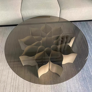 Mesa de centro de sala de estar de Hotel de lujo de estilo de diseñador moderno con tapa de cristal BSSE, muebles con acento de Metal Simple, característica decorativa - Product Image 5