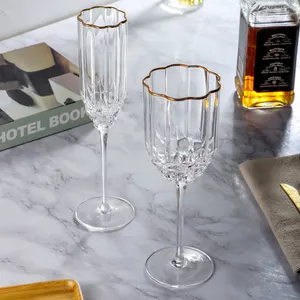 Özelleştirilmiş yeni tasarım şarap bardağı Goblets şarap bardağı fincan Stemware kazınmış cam bardak içme şeffaf suyu züccaciye
