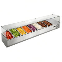 Réfrigérateur à salade commercial à température unique, avec vitrine en verre et refroidissement par air, pour comptoir, avec contrôle numérique, idéal pour les buffets et les bars à salades