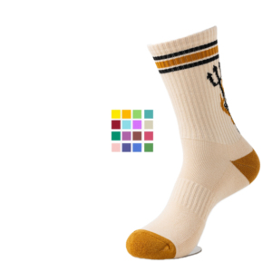 Factory Price Fashionable Sweat Absorbent Elastic Top Cotton Blend Knitted Crew Jacquard <b>Socks</b> – for Outdoor Home Wear - Product Image 1