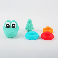 Jouet créatif en PVC en forme de crocodile, 3 cercles imbriqués, à monter soi-même, en plastique souple, mignon, interactif, éducatif, pour la maternelle, vente chaude