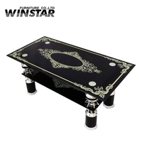 Table basse en verre trempé, pieds en métal, design moderne, livraison gratuite