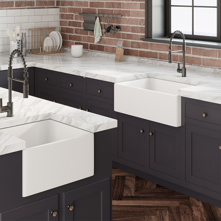 Фартук прямоугольной формы с одной чашей в современном стиле, двусторонняя маленькая керамическая кухонная раковина для фермерского дома