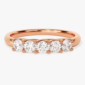 Lab Grown Diamond Half Eternity <b>Ring</b> Round Cut 14K 18K Solid Gold Wedding Anniversary Band Custom OEM ODM Jewelry Manufacturer - Product Image 2