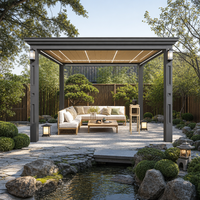 Pergola motorisée en aluminium de style chinois MEIXIN ORLANDO avec bande LED, lames orientables, double vitrage trempé, pour résidences et hôtels