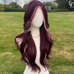 2025 Лидер продаж, популярные модные парики, европейские и американские винно-красные окрашенные кудряющие парики, производитель SM6967 - Product Image 2