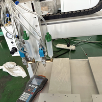 Machine de distribution entièrement automatique à double tête et deux stations pour seringues de colle époxy, UV et thermofusible avec fonction de revêtement et de goutte-à-goutte
