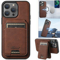 Portefeuille d'affaires en cuir de luxe, étui de téléphone en PU 2-en-1, magnétique, antichoc, avec pochette gaufrée, design uni, plusieurs couleurs