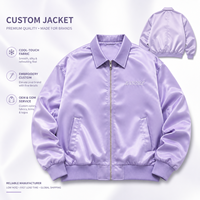 Blouson Bomber en Satin Personnalisé Haut de Gamme, Léger et Soyeux, Style Streetwear, Broderie, Fermeture Éclair, pour Hommes, Fabricant Marque Privée