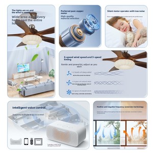 Ventilateur de plafond en fer à 5 pales de style rétro américain avec télécommande et éclairage à spectre complet protecteur pour les yeux - Product Image 2