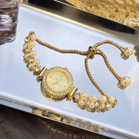 Montre-bracelet en alliage de perles de style Instagram, boîte magique de luxe minimaliste, cadran incrusté de diamants, modèle femme 377, cadeau transfrontalier