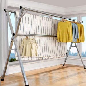 Outdoor 79 Inch Heavy Duty Stainless Steel Foldable Extendable Garment Towel Shirt Dresses <b>Blankets</b> Clothes Laundry Drying Rack - Product Image 3