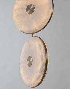 Modern Disc Style Natural Marble Pendant <strong>Light</strong> Luxury with Brass Spanish Alabaster for Hotel Lobby Living Room <strong>Island</strong> Villa Hall - Product Image 4
