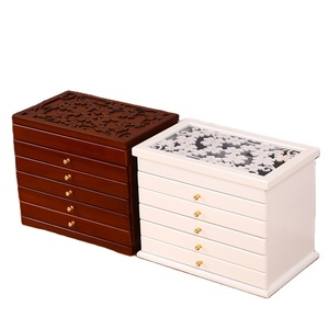 Caja de almacenamiento de joyería de madera para mujer, Retro collar de madera, pulsera de joyería, caja de exhibición de reloj - Product Image 1