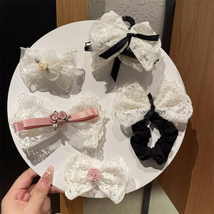 Hot Selling Retro Witte Kanten Strik Haarclip Nieuw Design Metalen Haaraccessoires Met Elegant Temperament - Product Image 3