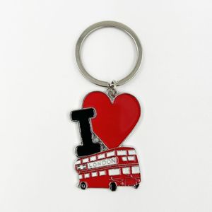 Factory Wholesale Custom Metal Crafts I for Love London Key Chain Creative London Bus Alloy Keychain Backpack Pendant Cartoon St