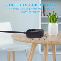 Neues Design Effiziente VDE-Steckdosenleiste mit 2 AC-Steckdosen, 2 USB- und 1 Typ-C-Anschluss, Feuerfest mit Überlastschutz, Elektrisch QC3.0
