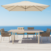Table extensible pliable en aluminium 150/200 cm, table de salle à manger intérieure/extérieure avec 27 lattes en bois plastique pour jardin et terrasse