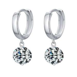 Round Moissanite Ear Buckles 925 <b>Sterling</b> <b>Silver</b> Engagement & Wedding <b>Hoop</b> <b>Earrings</b> for Women Moissanite <b>Earrings</b> - Product Image 1